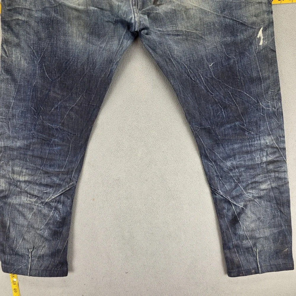 Denham Jeans Mens Blue Selvedge FRS Whiskers Honeycomb Thrashed Fits 34x27